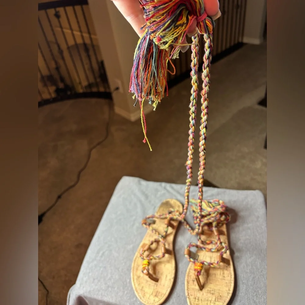 Circus by Sam Edelman Beth Sandals Colorful Braided Cork Size 7.5 Boho Summer